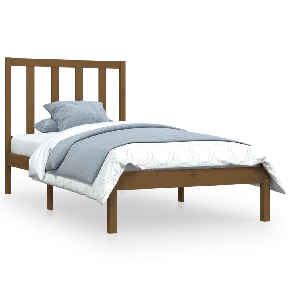 Cadre de lit sans matelas marron miel pin massif 100x200 cm - XIOS