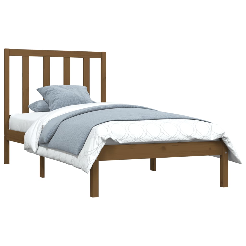 Cadre de lit sans matelas marron miel pin massif 100x200 cm - XIOS