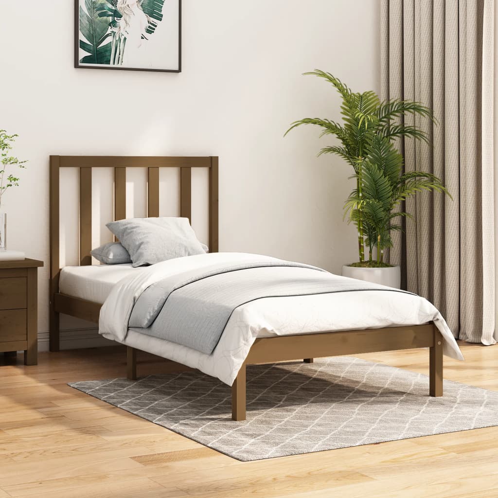 Cadre de lit sans matelas marron miel pin massif 100x200 cm - XIOS