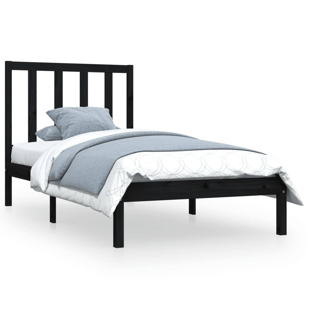 Cadre de lit sans matelas noir bois massif de pin 100x200 cm - XIOS