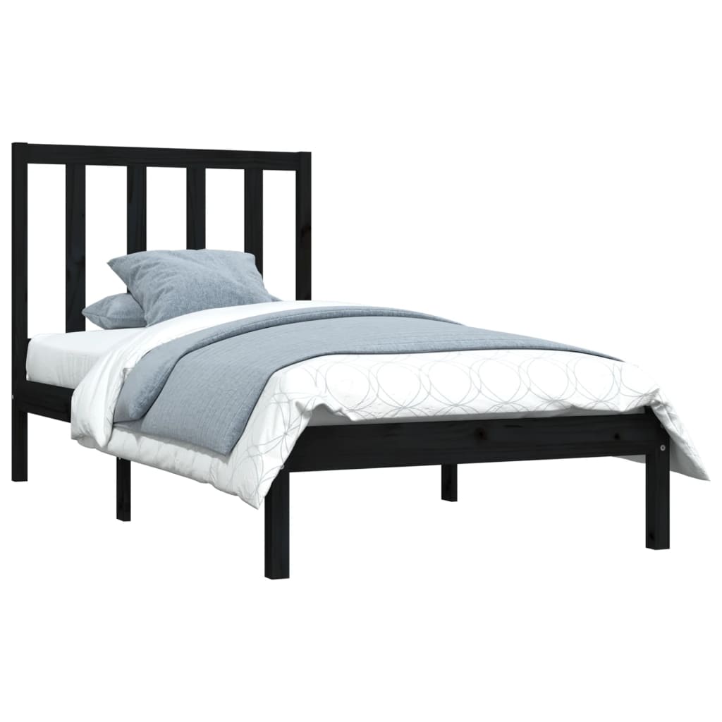 Cadre de lit sans matelas noir bois massif de pin 100x200 cm - XIOS