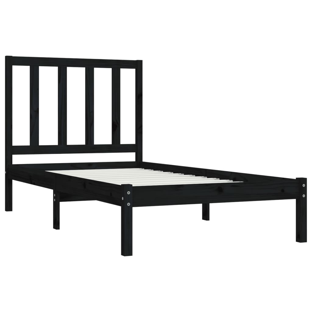 Cadre de lit sans matelas noir bois massif de pin 100x200 cm - XIOS