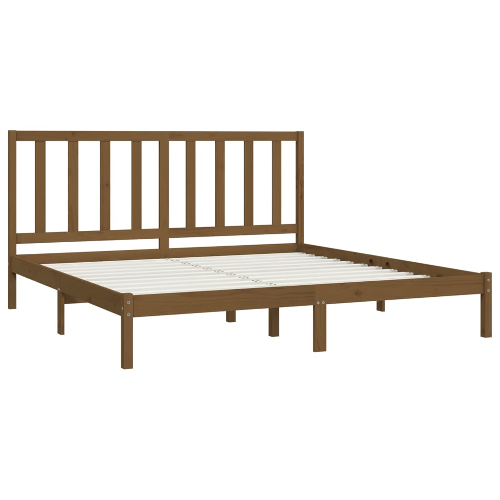 Cadre de lit sans matelas marron miel bois pin massif 200x200cm - XIOS