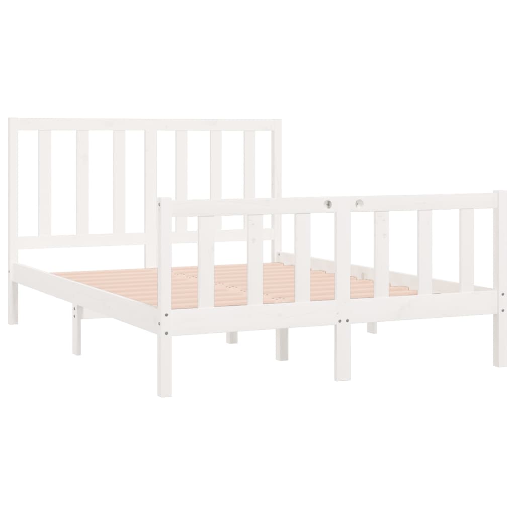 Cadre de lit sans matelas blanc 140x190 cm bois massif - XIOS