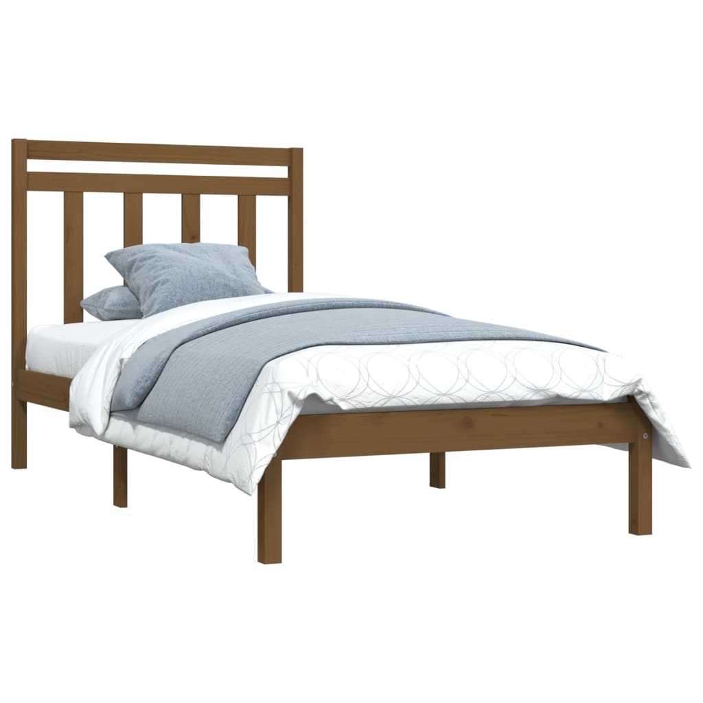 Cadre de lit sans matelas marron miel 100x200 cm bois massif - XIOS