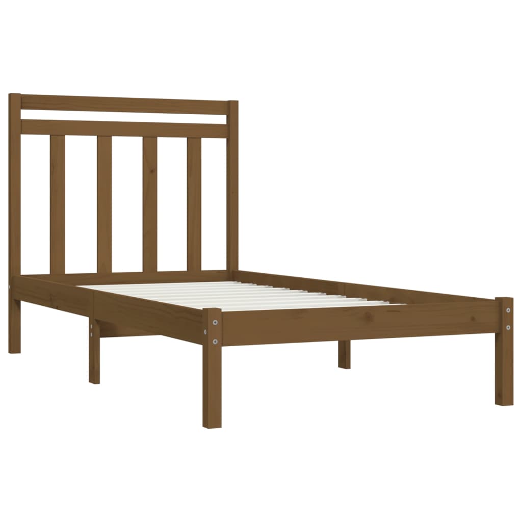 Cadre de lit sans matelas marron miel 100x200 cm bois massif - XIOS