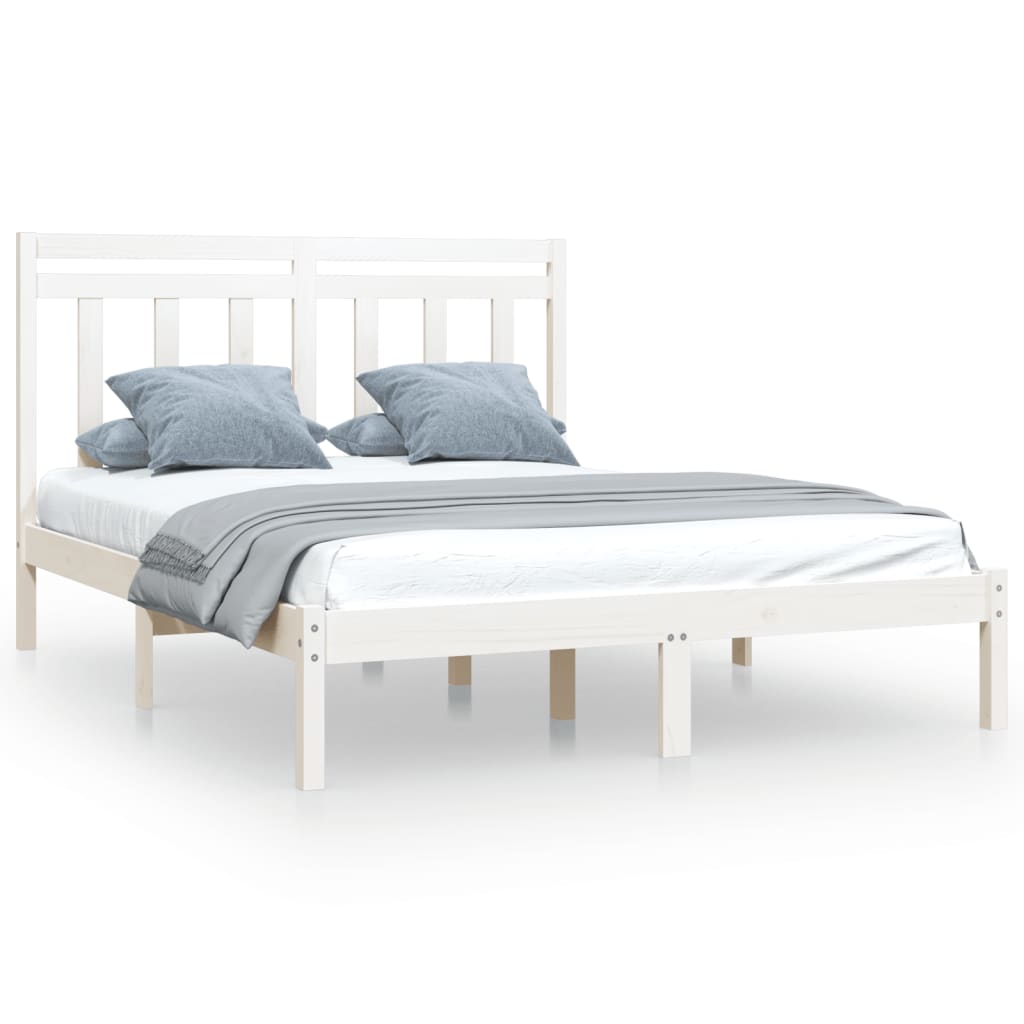 Cadre de lit sans matelas blanc 160x200 cm bois massif - XIOS
