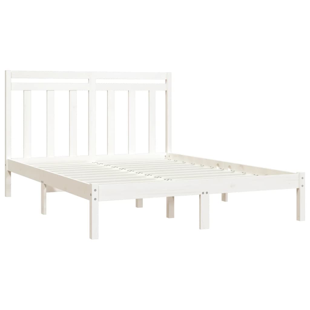 Cadre de lit sans matelas blanc 160x200 cm bois massif - XIOS
