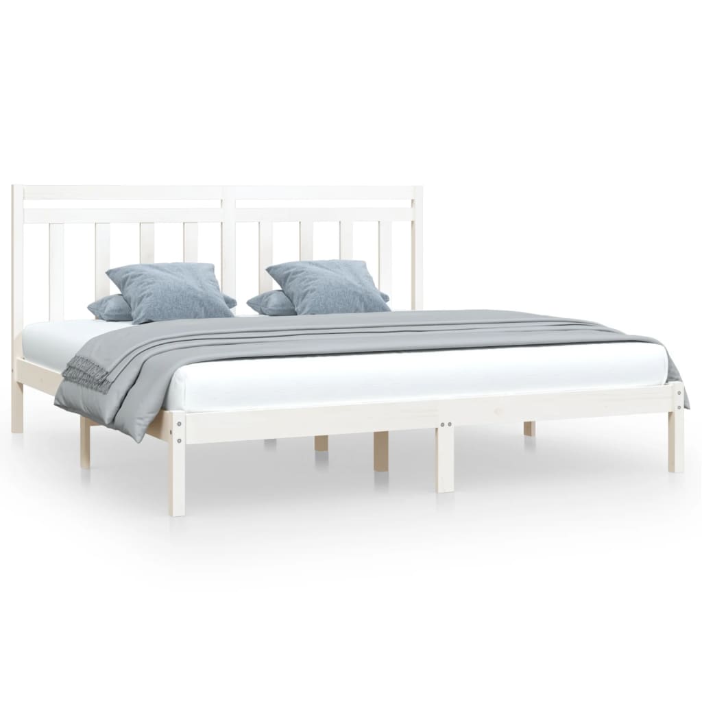 Cadre de lit sans matelas blanc 200x200 cm bois massif - XIOS