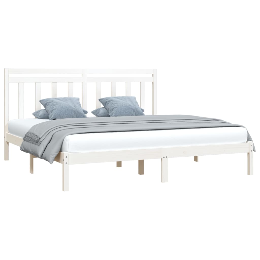 Cadre de lit sans matelas blanc 200x200 cm bois massif - XIOS