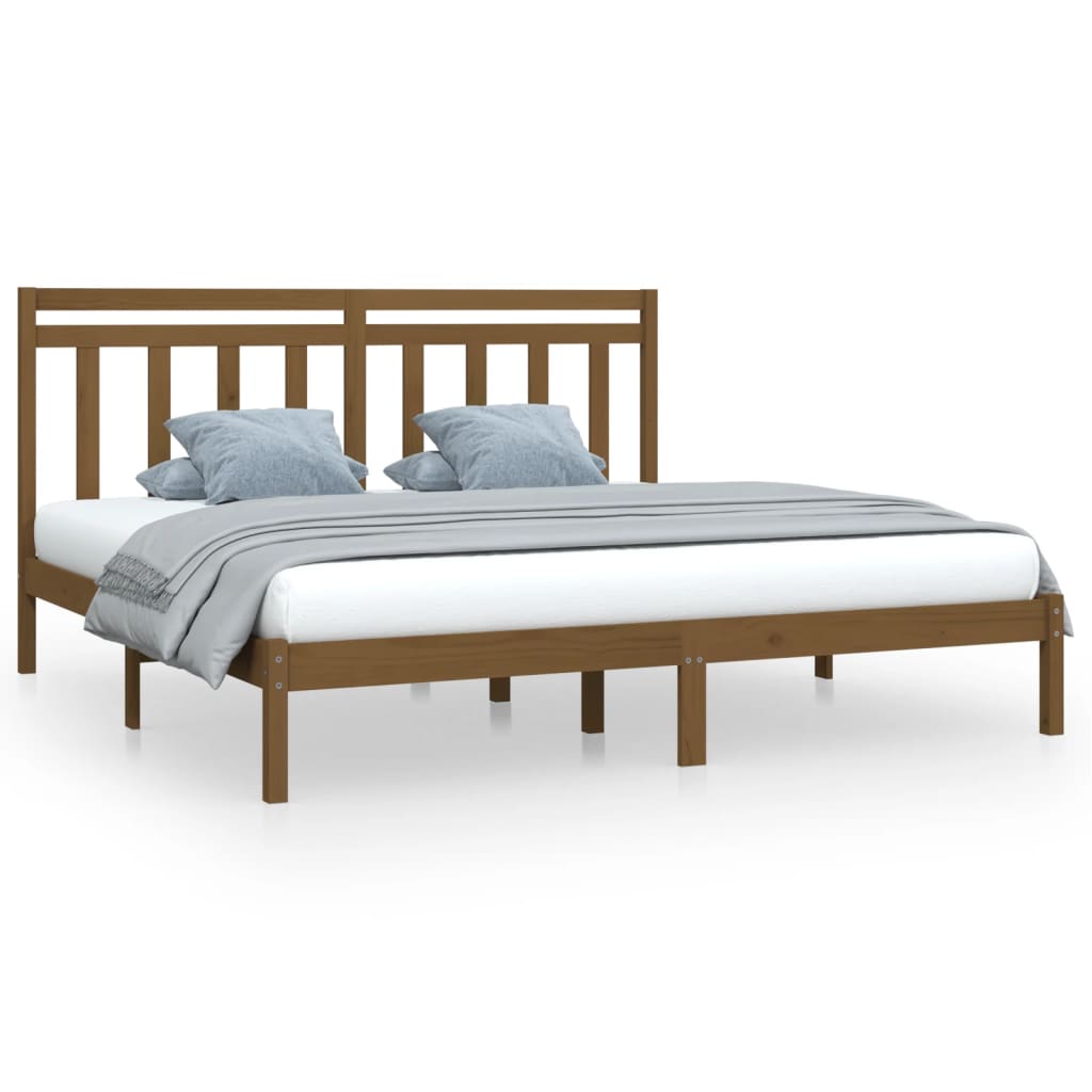 Cadre de lit sans matelas marron miel 200x200 cm bois massif - XIOS
