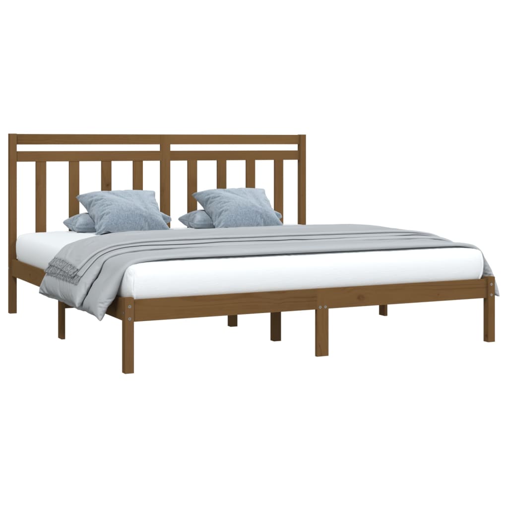 Cadre de lit sans matelas marron miel 200x200 cm bois massif - XIOS