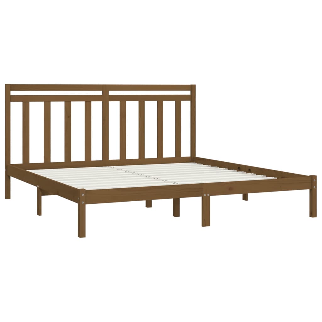 Cadre de lit sans matelas marron miel 200x200 cm bois massif - XIOS