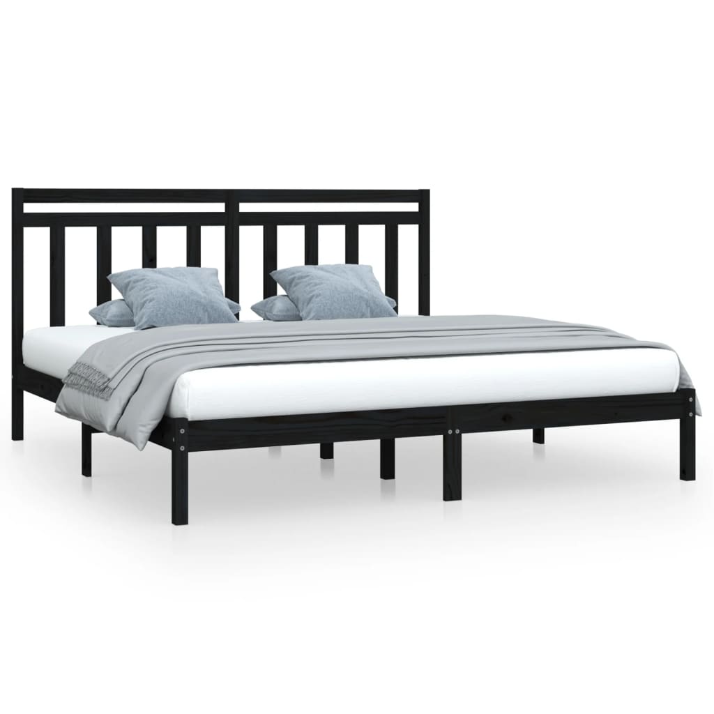 Cadre de lit sans matelas noir 200x200 cm bois massif - XIOS