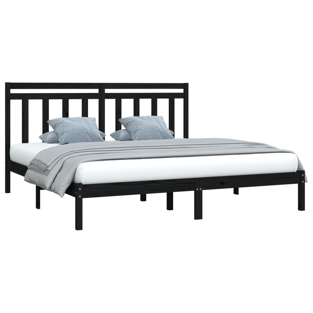 Cadre de lit sans matelas noir 200x200 cm bois massif - XIOS