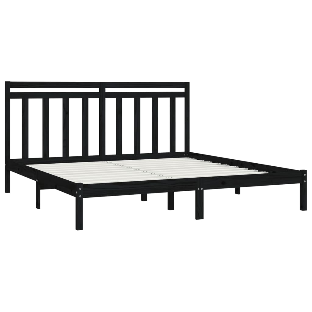 Cadre de lit sans matelas noir 200x200 cm bois massif - XIOS