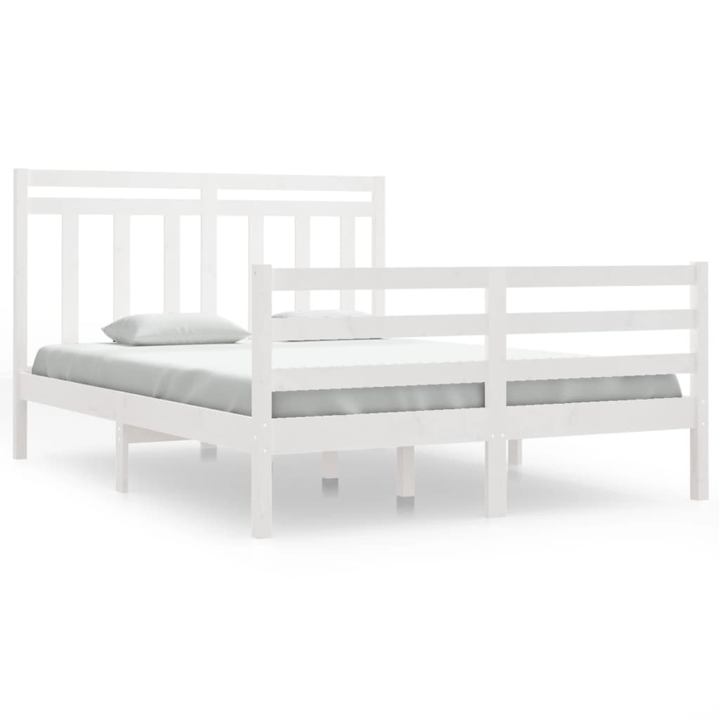 Cadre de lit sans matelas blanc 135x190 cm bois massif - XIOS
