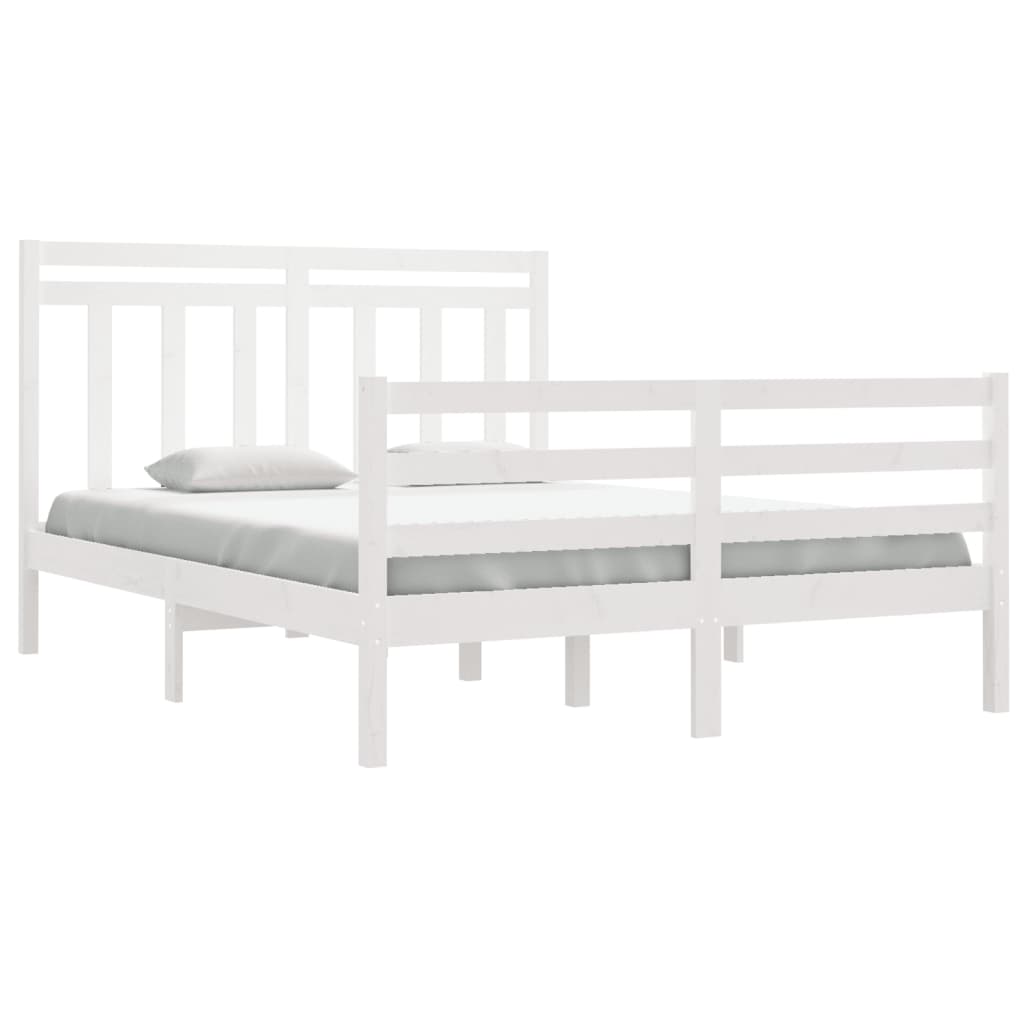 Cadre de lit sans matelas blanc 135x190 cm bois massif - XIOS
