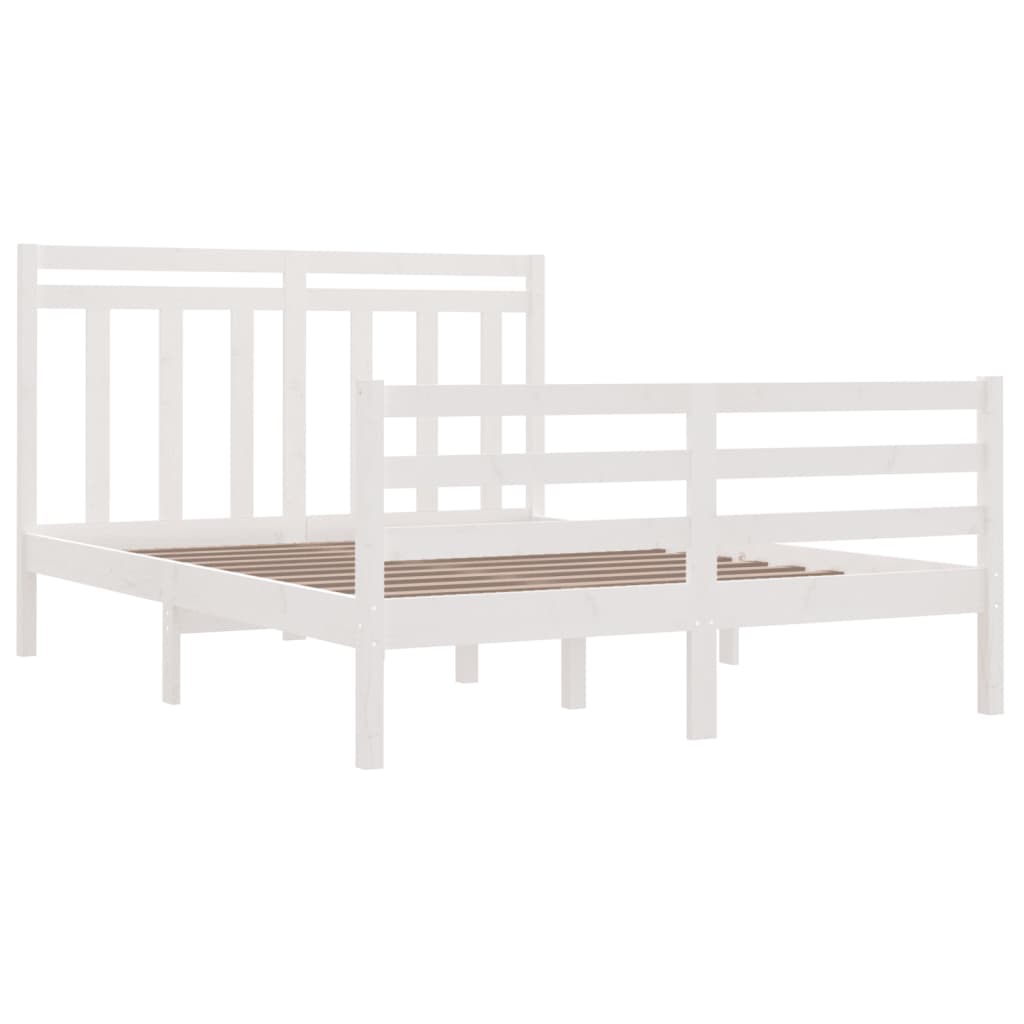 Cadre de lit sans matelas blanc 135x190 cm bois massif - XIOS