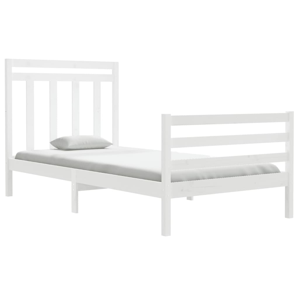Cadre de lit sans matelas blanc 100x200 cm bois massif - XIOS
