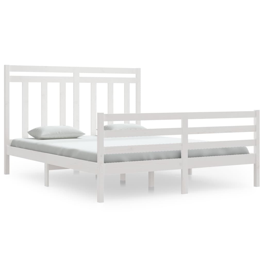 Cadre de lit sans matelas blanc 160x200 cm bois massif - XIOS