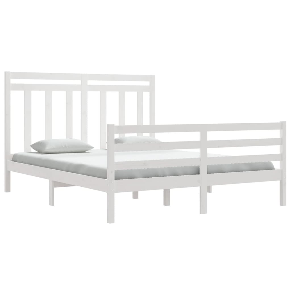 Cadre de lit sans matelas blanc 160x200 cm bois massif - XIOS