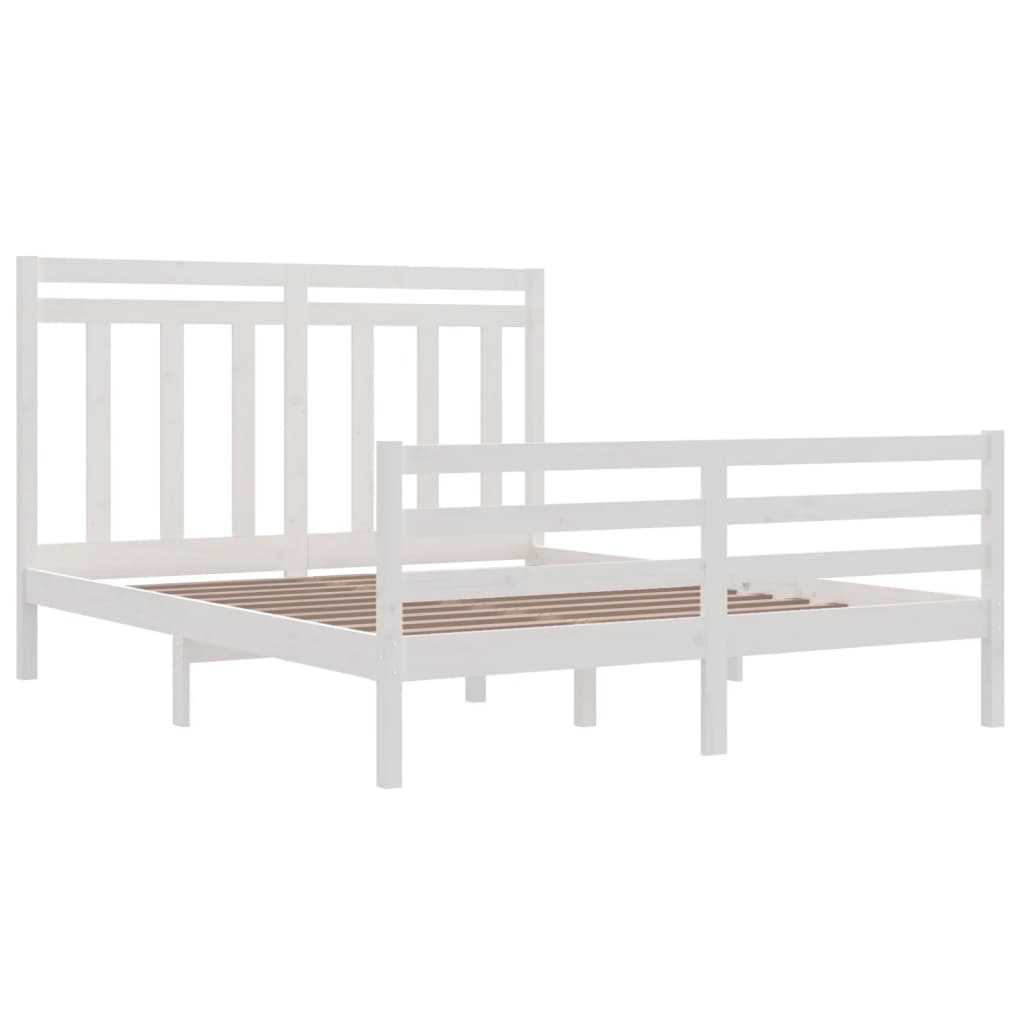 Cadre de lit sans matelas blanc 160x200 cm bois massif - XIOS