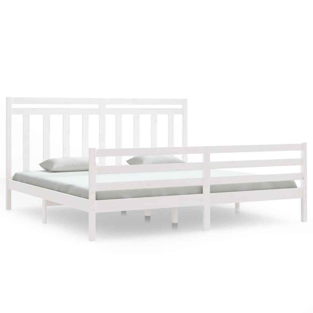 Cadre de lit sans matelas blanc 200x200 cm bois massif - XIOS