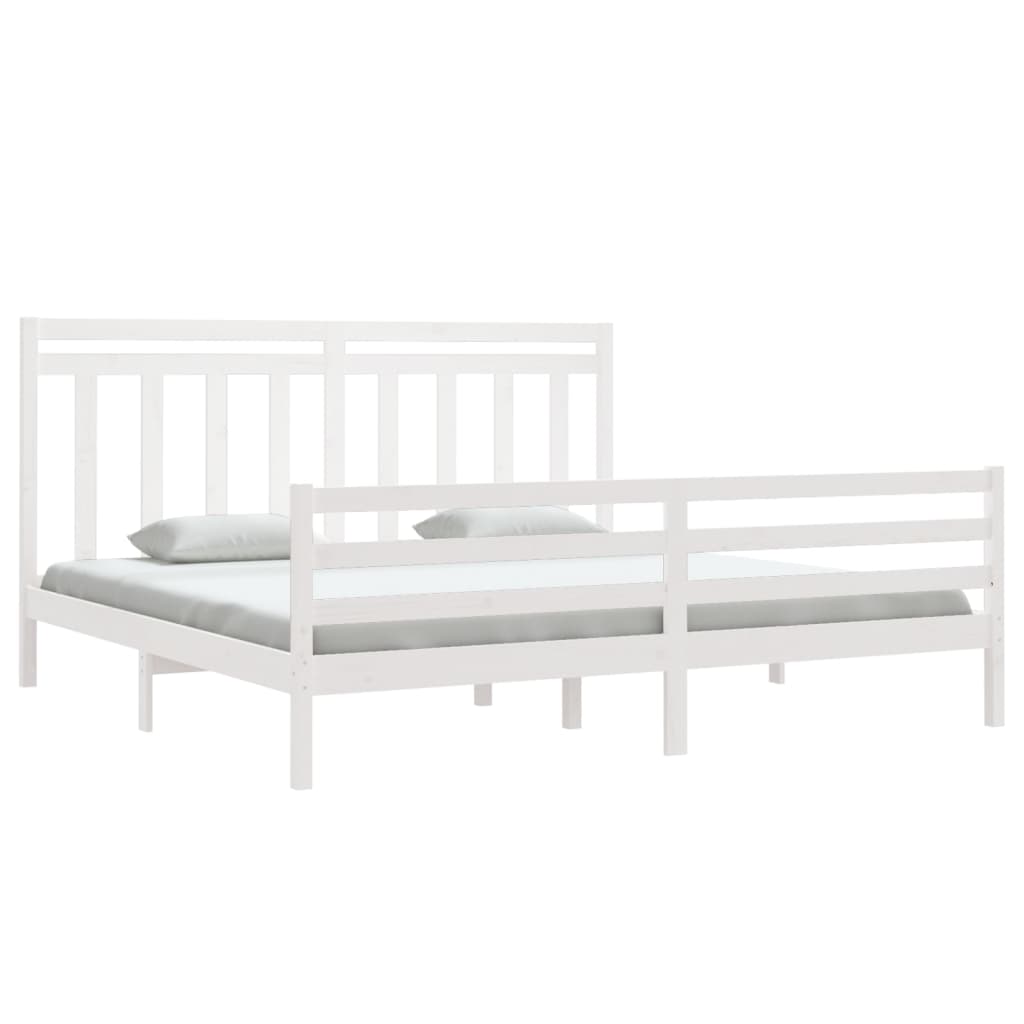 Cadre de lit sans matelas blanc 200x200 cm bois massif - XIOS