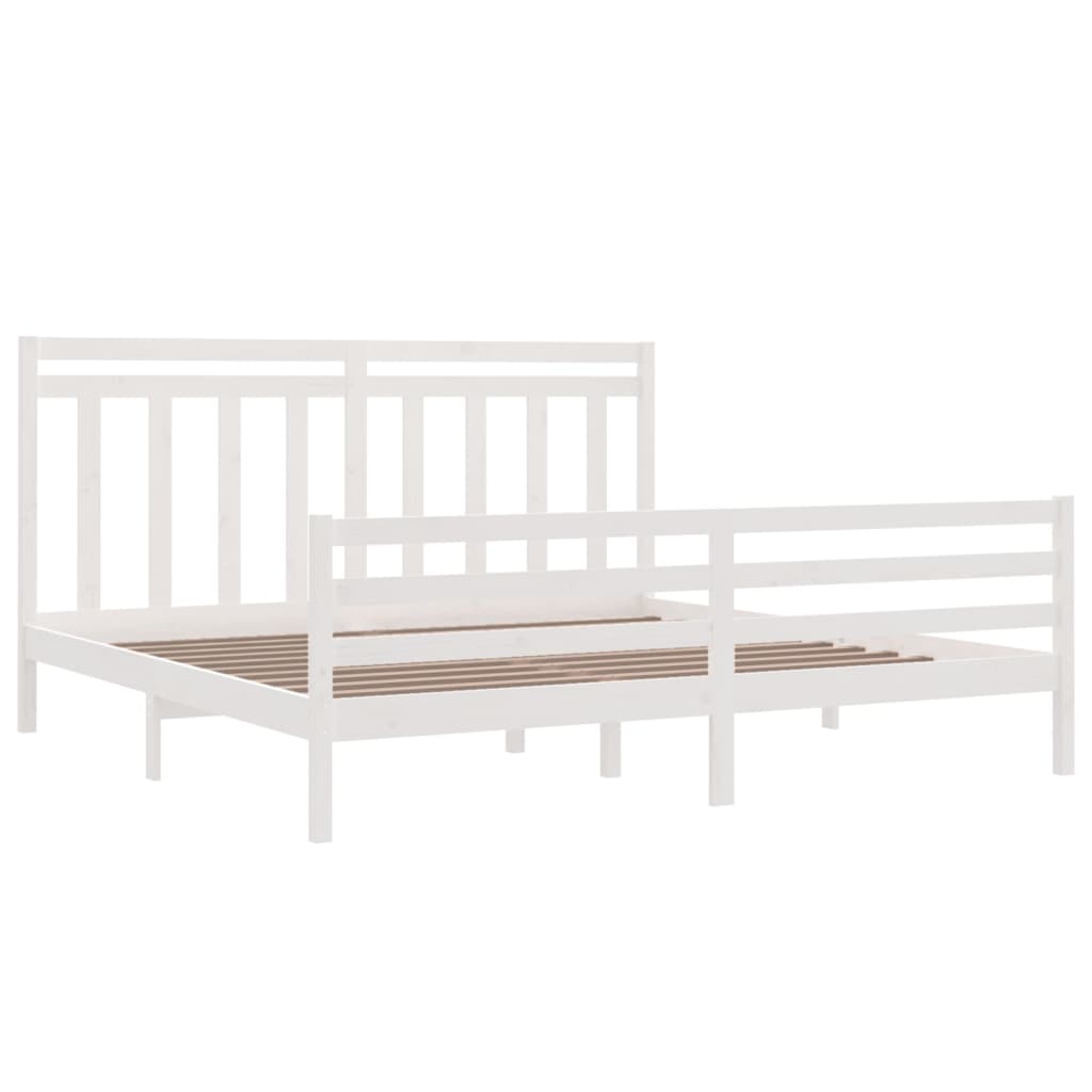 Cadre de lit sans matelas blanc 200x200 cm bois massif - XIOS