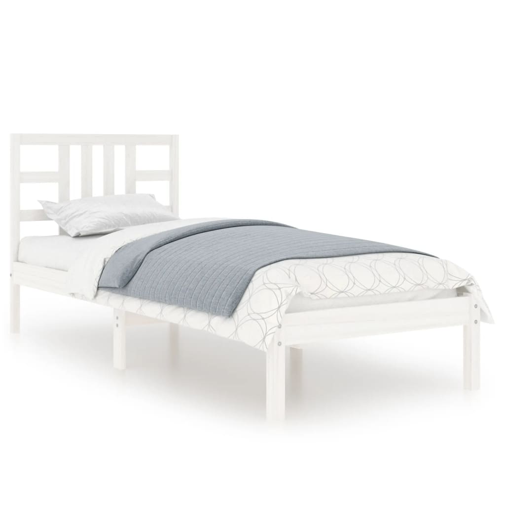 Cadre de lit sans matelas blanc 100x200 cm bois massif - XIOS