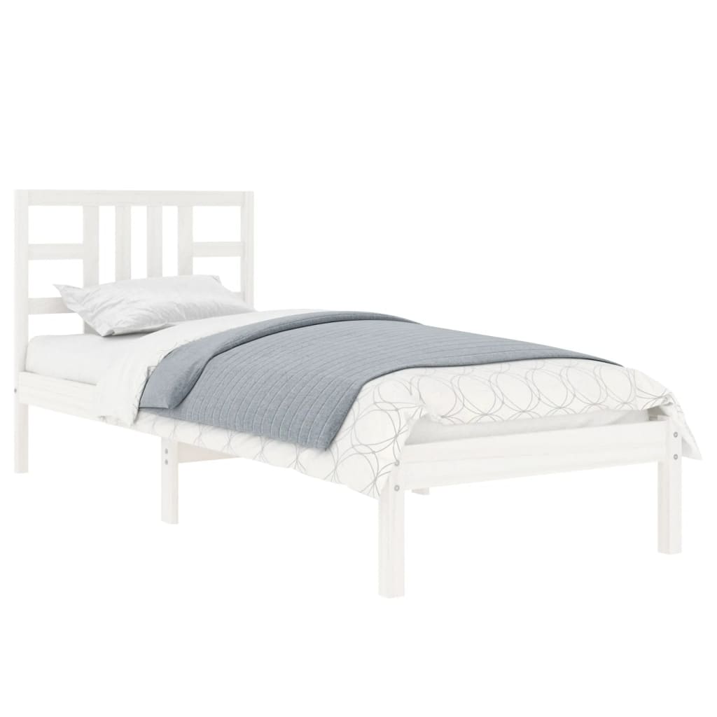 Cadre de lit sans matelas blanc 100x200 cm bois massif - XIOS