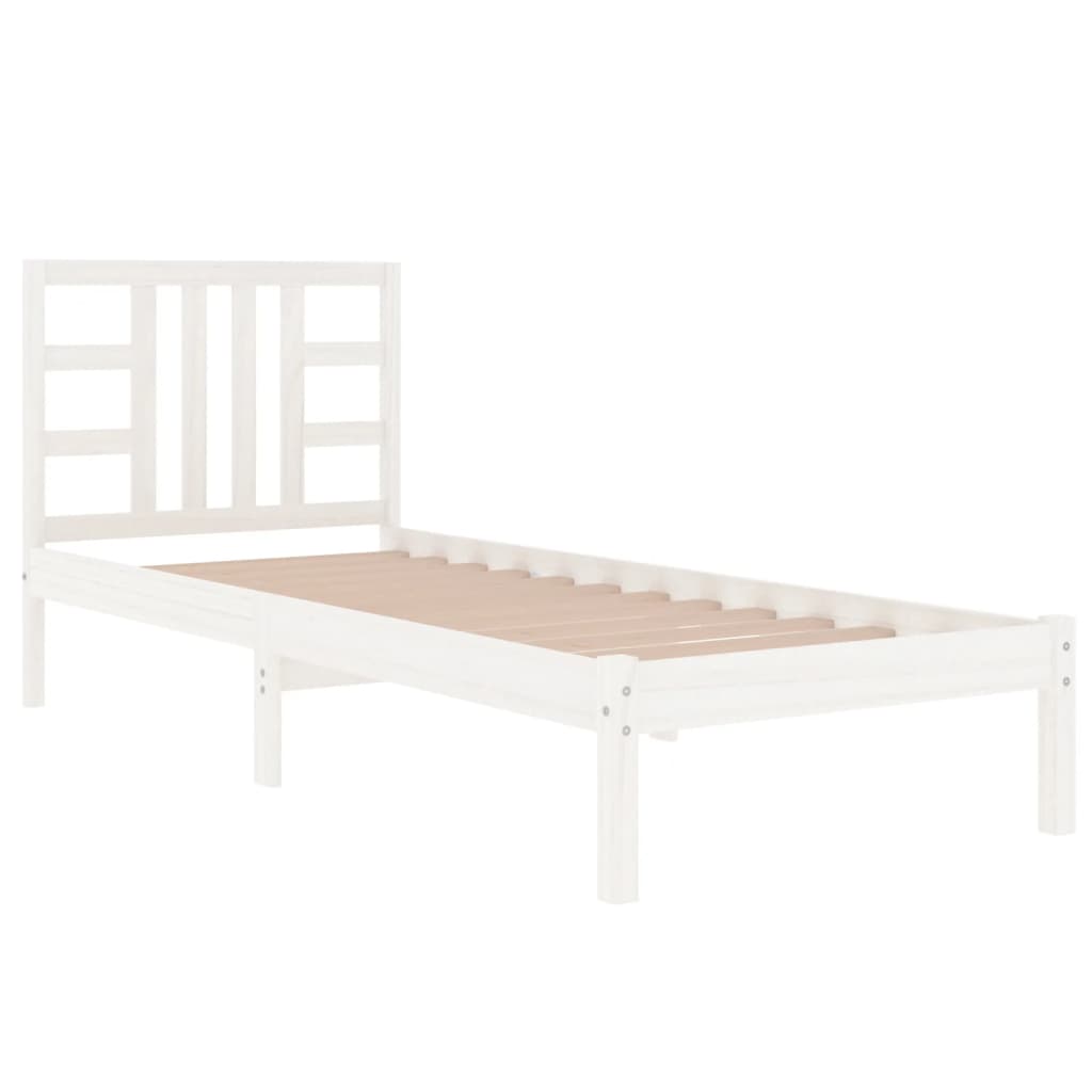 Cadre de lit sans matelas blanc 100x200 cm bois massif - XIOS