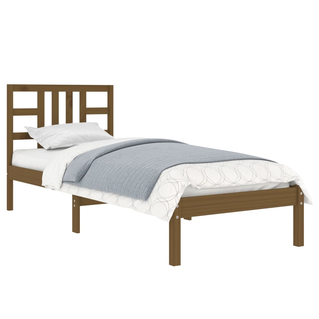 Cadre de lit sans matelas marron miel 100x200 cm bois massif - XIOS