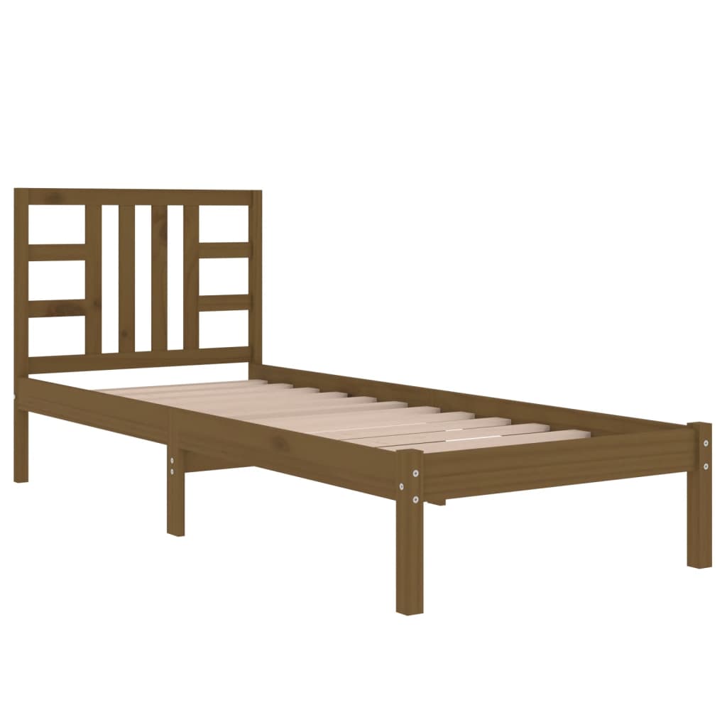Cadre de lit sans matelas marron miel 100x200 cm bois massif - XIOS