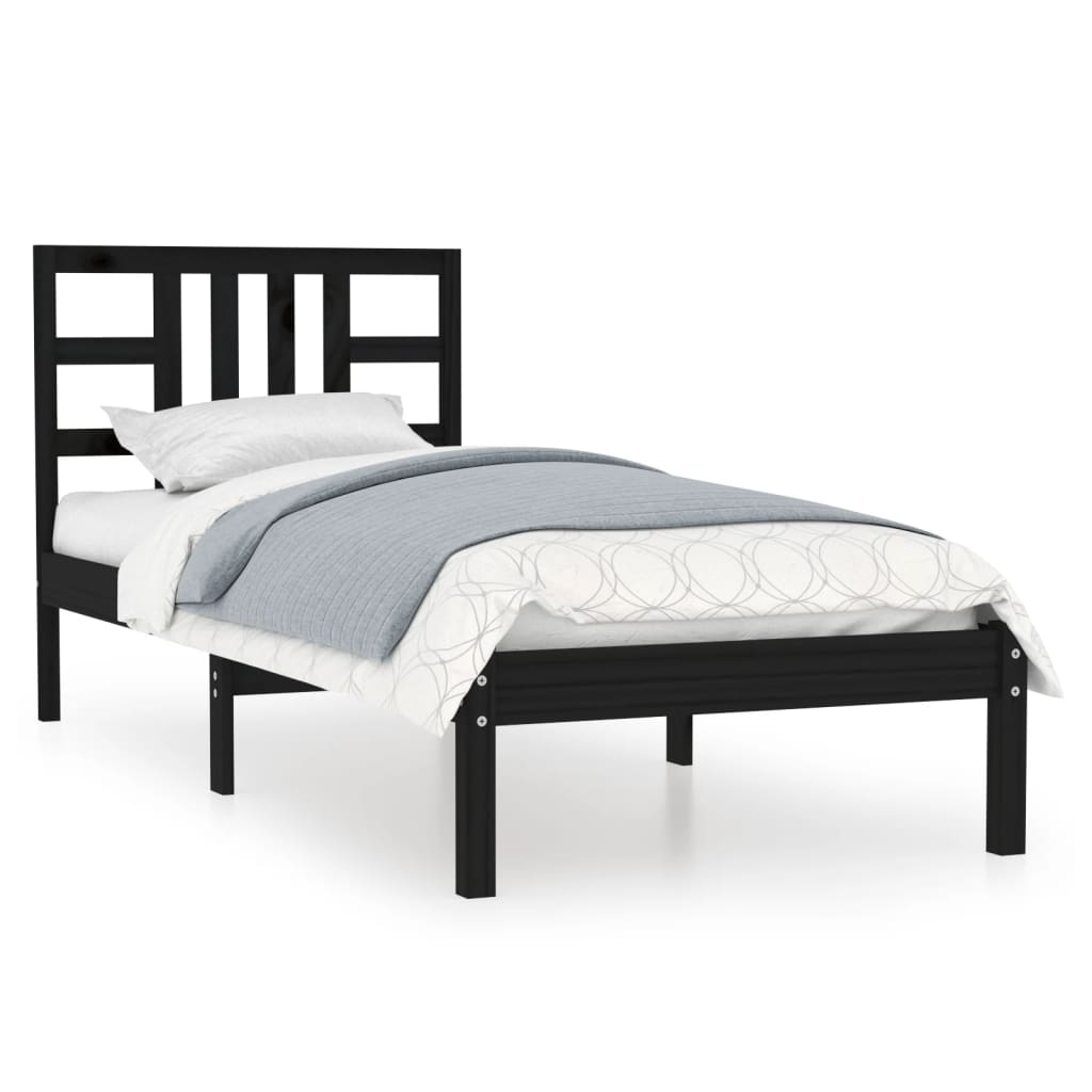 Cadre de lit sans matelas noir 100x200 cm bois massif - XIOS