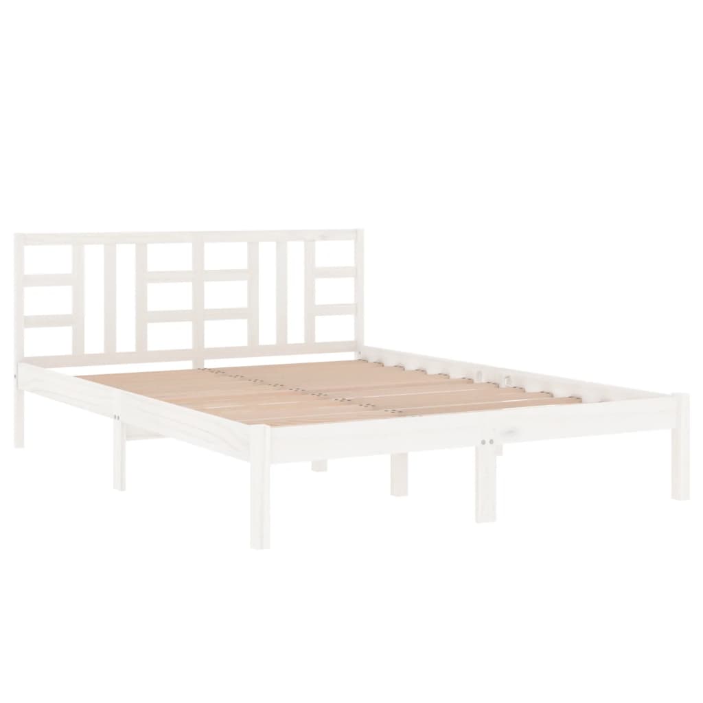 Cadre de lit sans matelas blanc 120x200 cm bois massif - XIOS