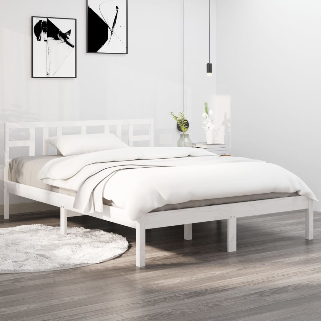 Cadre de lit sans matelas blanc 120x200 cm bois massif - XIOS