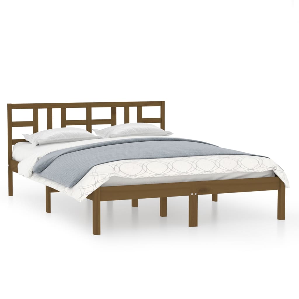 Cadre de lit sans matelas marron miel 200x200 cm bois massif - XIOS
