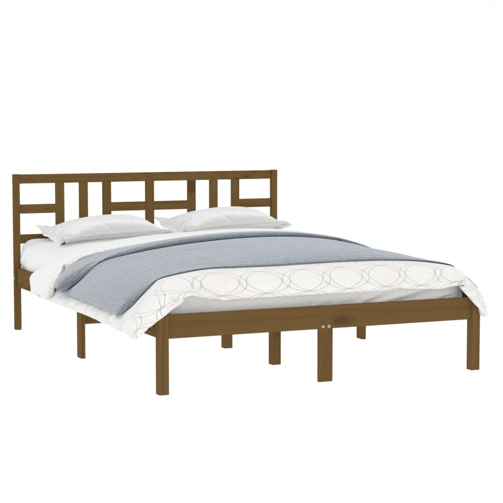 Cadre de lit sans matelas marron miel 200x200 cm bois massif - XIOS