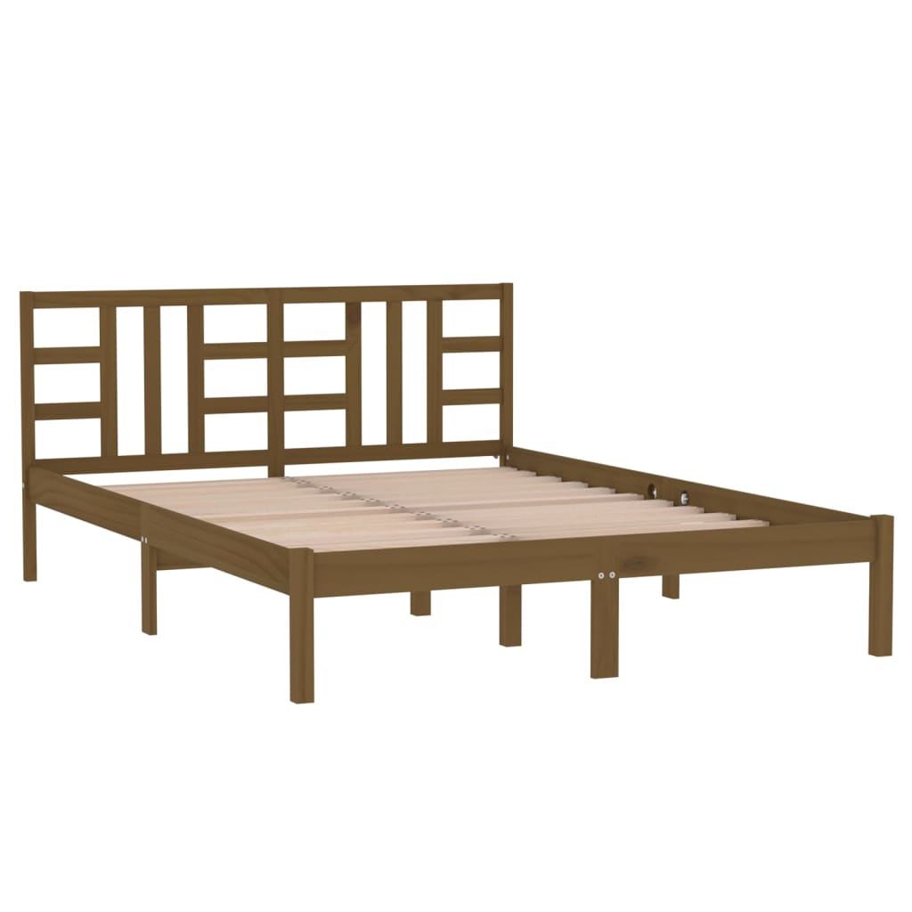 Cadre de lit sans matelas marron miel 200x200 cm bois massif - XIOS