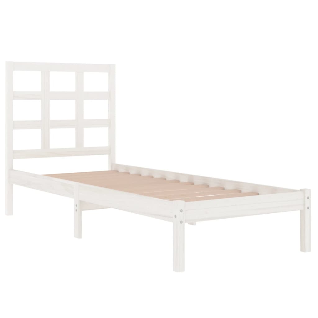 Cadre de lit sans matelas blanc 75x190 cm bois massif - XIOS