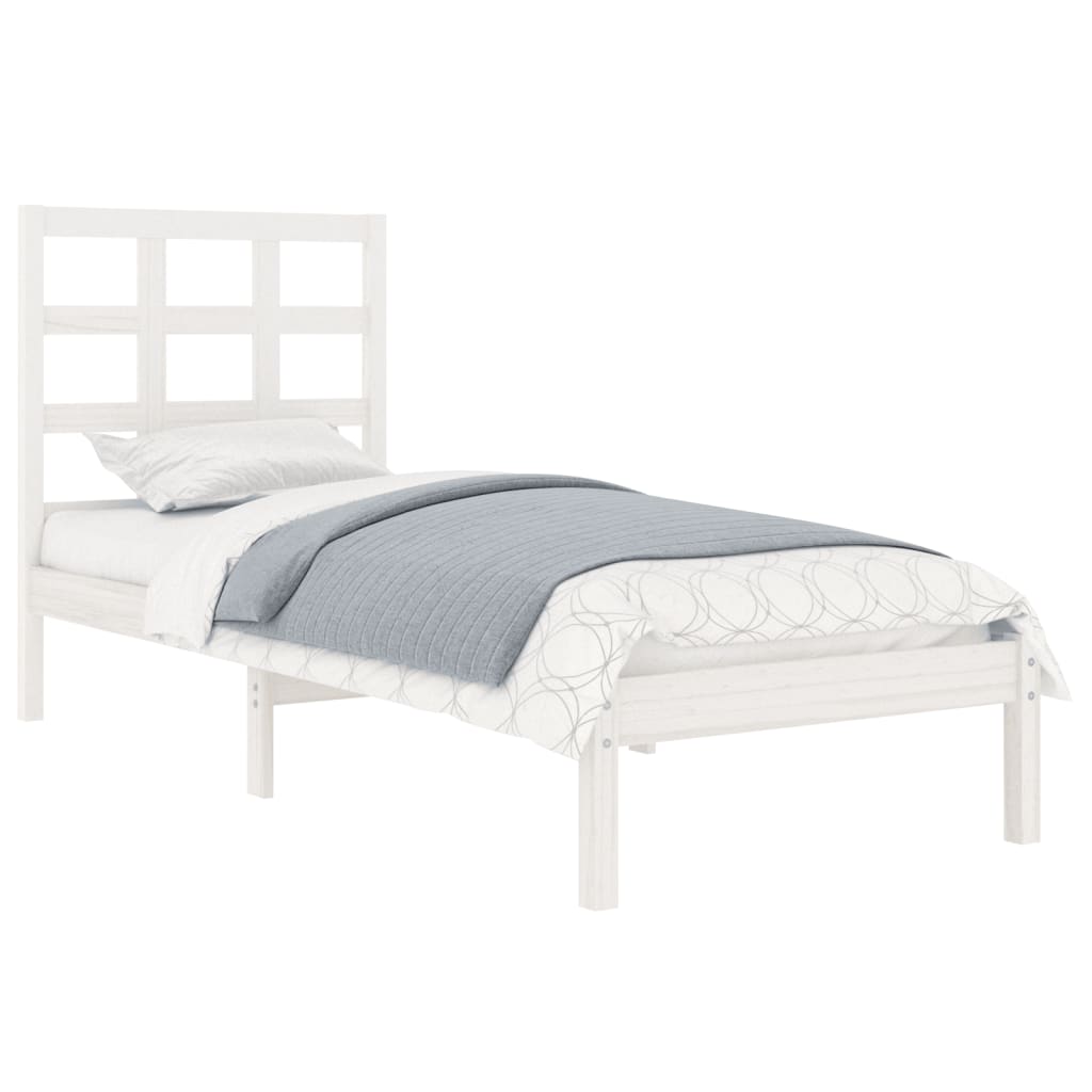 Cadre de lit sans matelas blanc 90x190 cm bois massif - XIOS