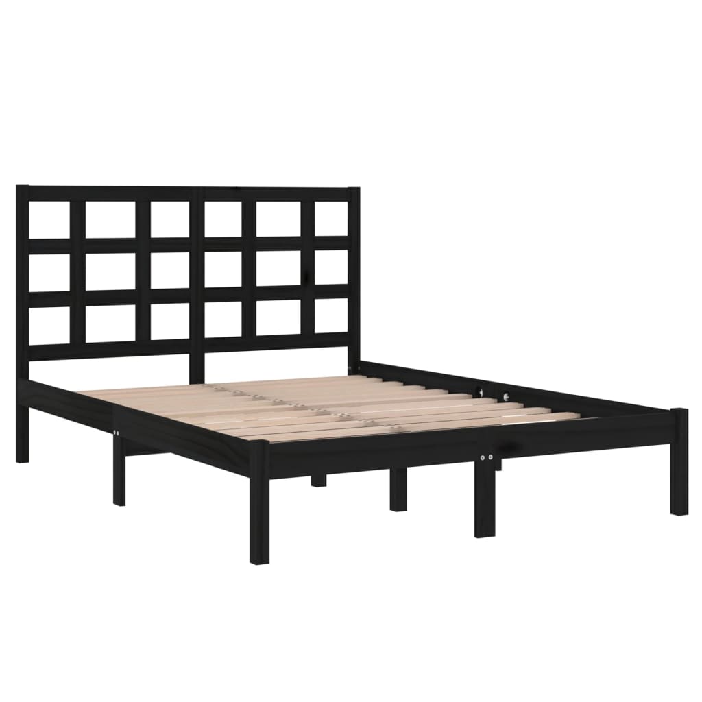 Cadre de lit sans matelas noir 140x190 cm bois massif - XIOS