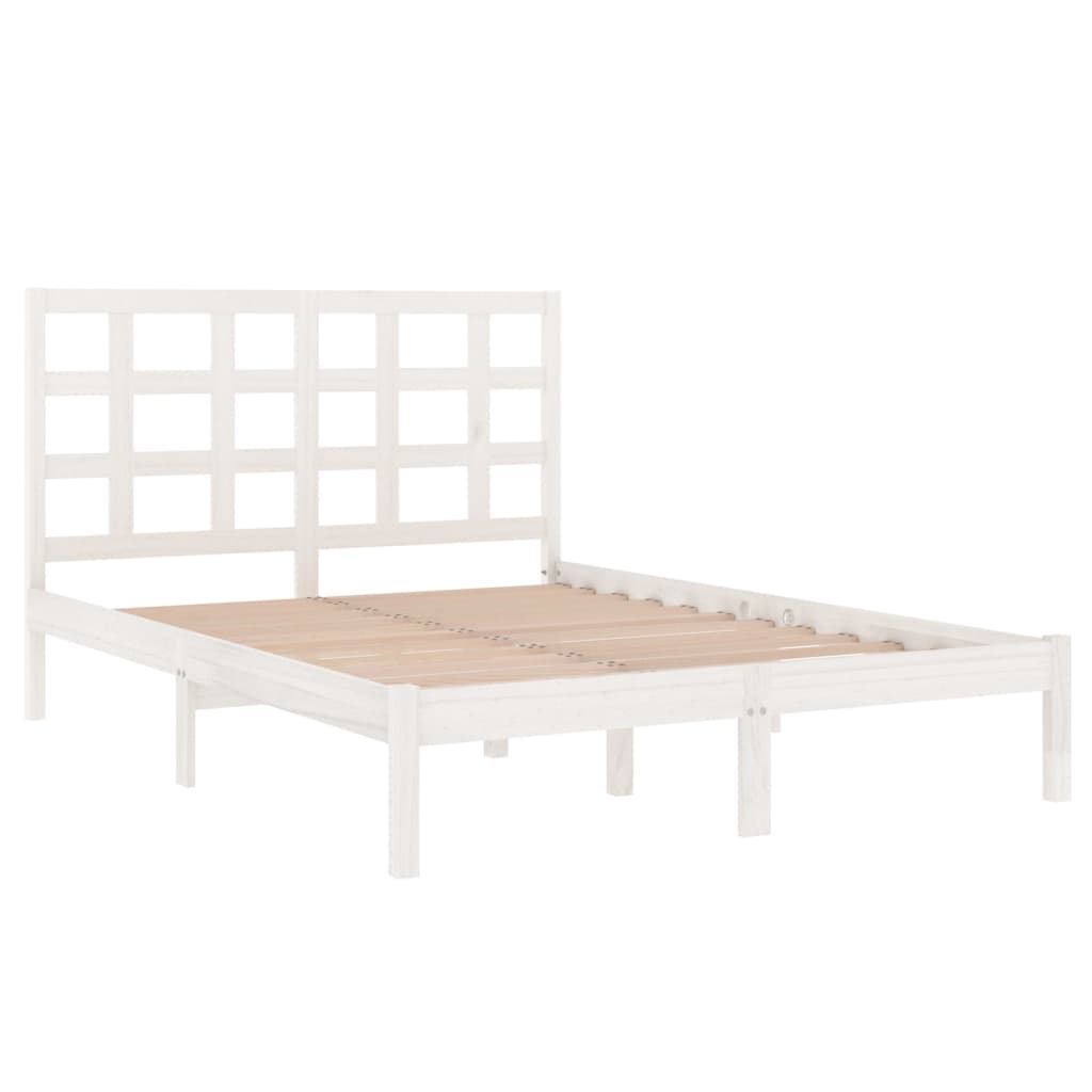 Cadre de lit sans matelas blanc 160x200 cm bois massif - XIOS