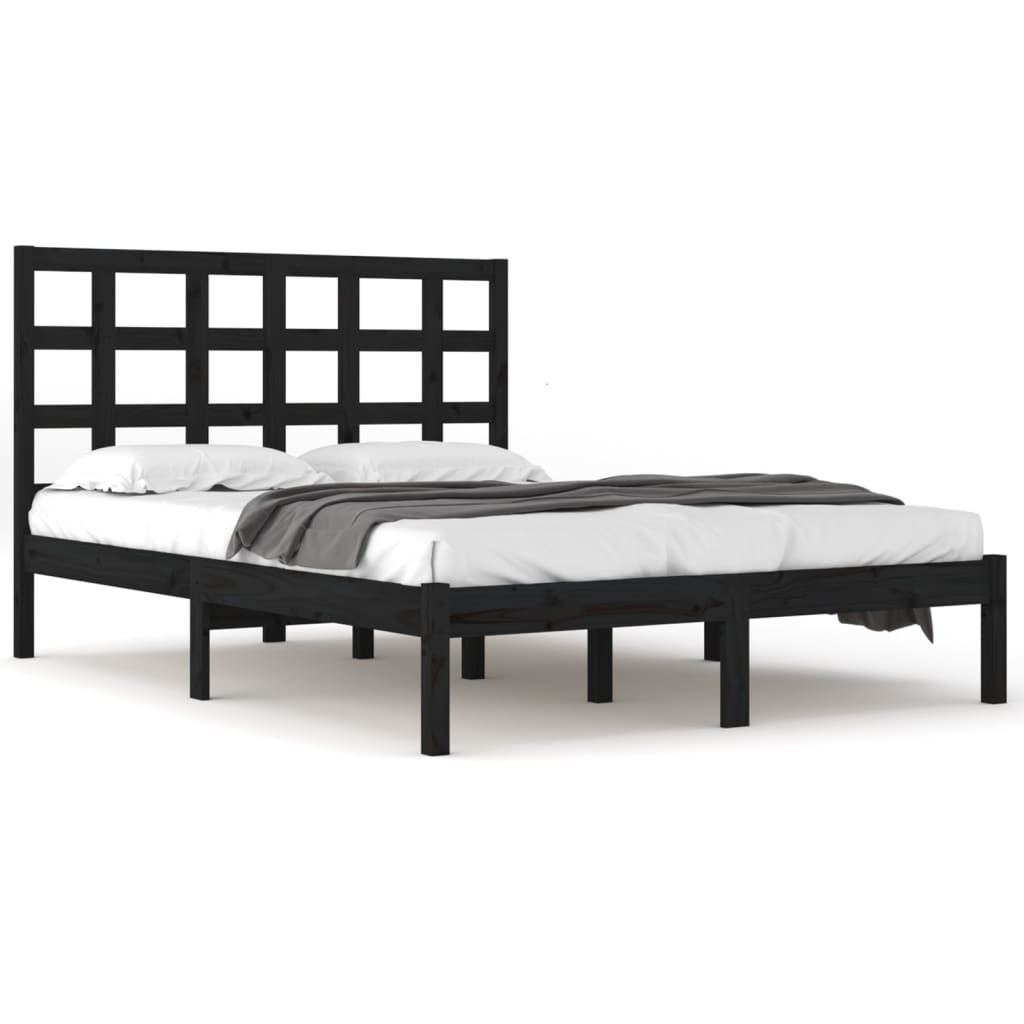 Cadre de lit sans matelas noir 200x200 cm bois massif - XIOS