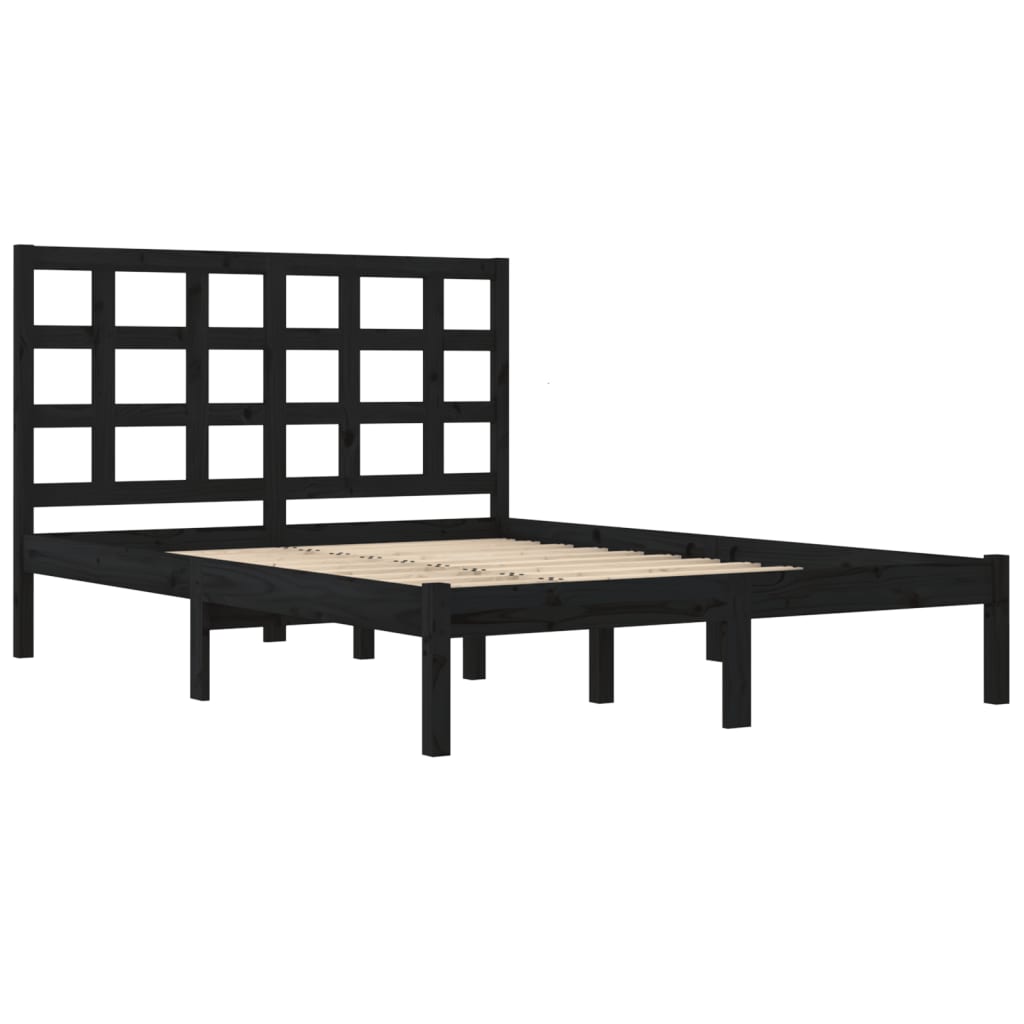 Cadre de lit sans matelas noir 200x200 cm bois massif - XIOS