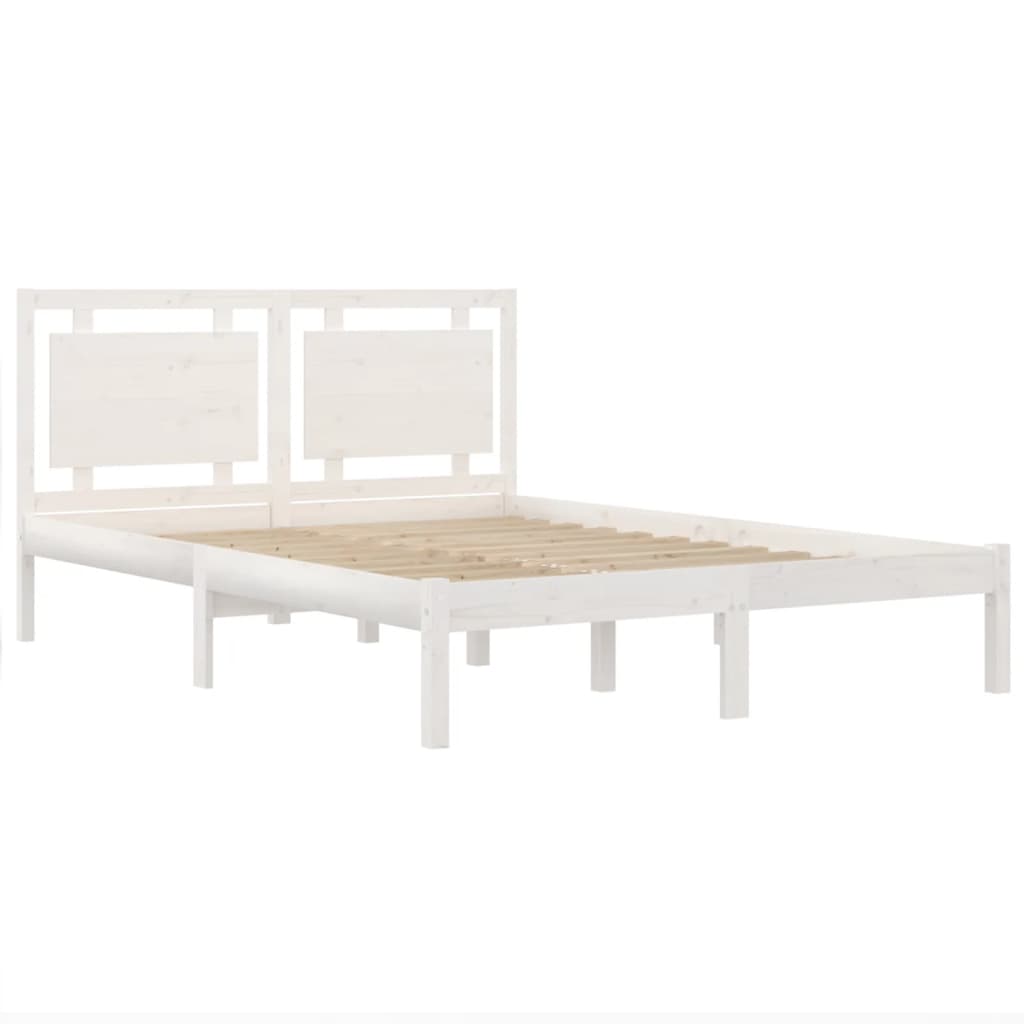 Cadre de lit sans matelas blanc 135x190 cm bois massif - XIOS