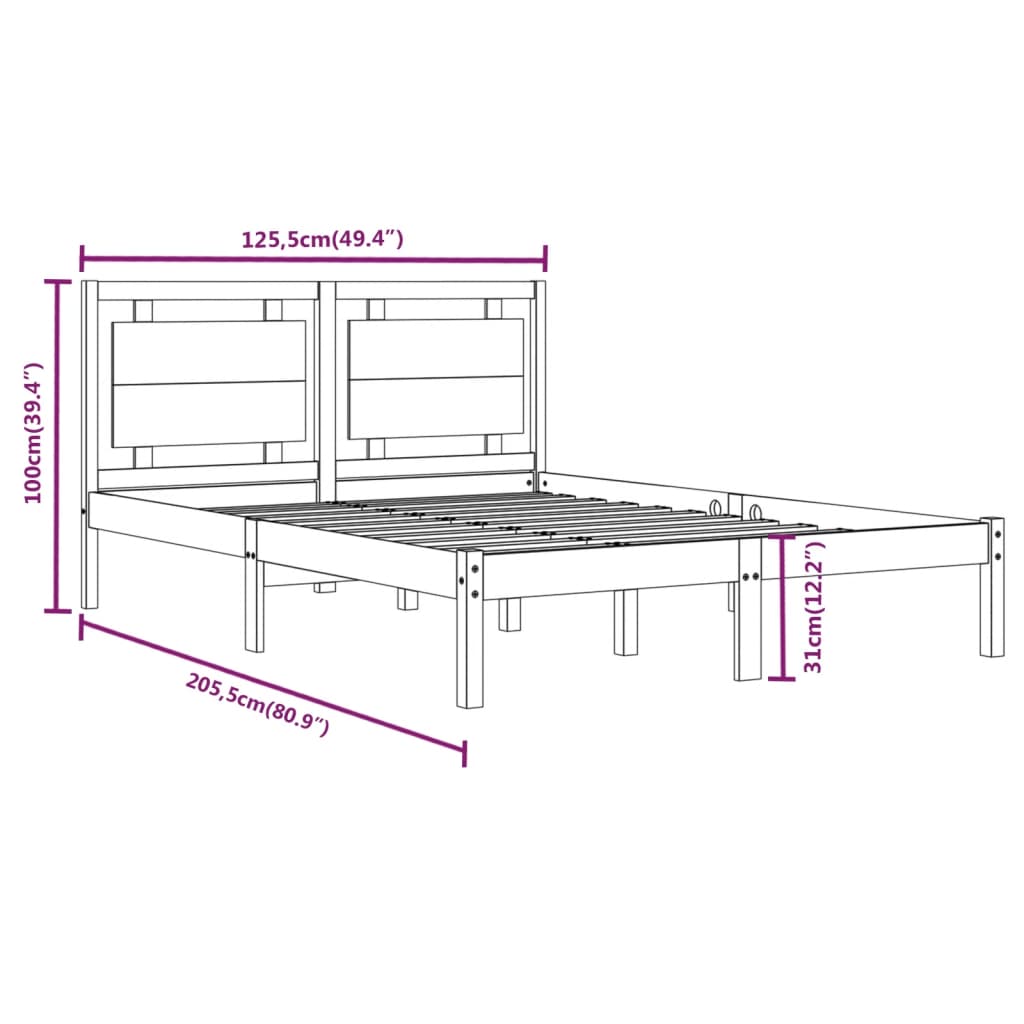 Cadre de lit sans matelas blanc 120x200 cm bois massif - XIOS