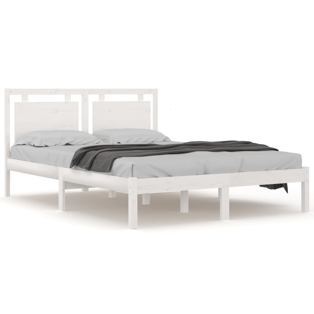 Cadre de lit sans matelas blanc 180x200 cm bois massif - XIOS